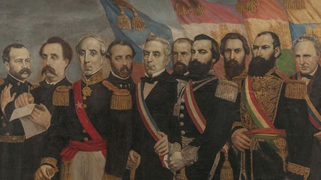 Alegoría a los presidentes de las repúblicas aliadas en la guerra de Chile con España