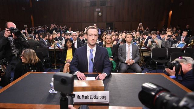 Mark Zuckerberg ubwo yari yitabye sena ya Amerika mu 2018
