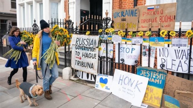 Una protesta en Londres contra la guerra en Ucrania