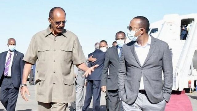 ቀዳማይ ሚኒስትር ኢትዮጵያ ኣብዪ ኣሕመድ ዝመርሖ ጉጅለ ኣስመራ ኣትዩ