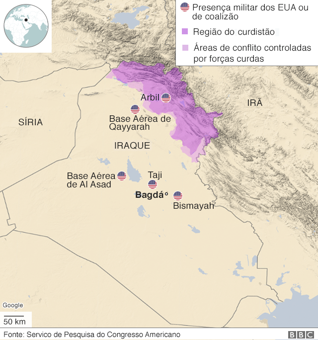 Gráfico sobre bases americanas no Iraque