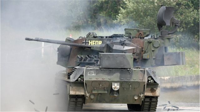 Gepard antiaircraft tank at a demonstration exercise in Germany