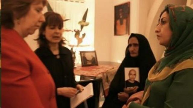 دیدار کاترین اشتون با نرگس محمدی و گوهر عشقی، مادر ستار بهشتی در سفارت اتریش انجام شد