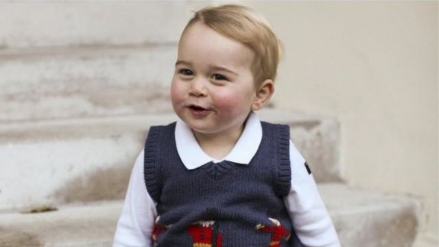 Taken in November 2014, the Duke and Duchess of Cambridge released several official photographs of Prince George ahead of Christmas. Here, he is sitting on the steps of a courtyard at Kensington Palace.