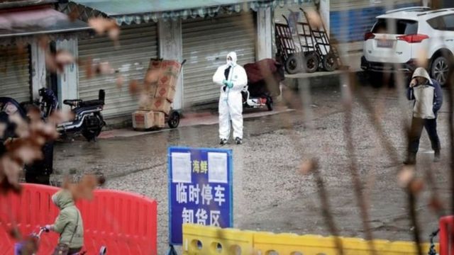 Officials at the Wuhan Animal Market