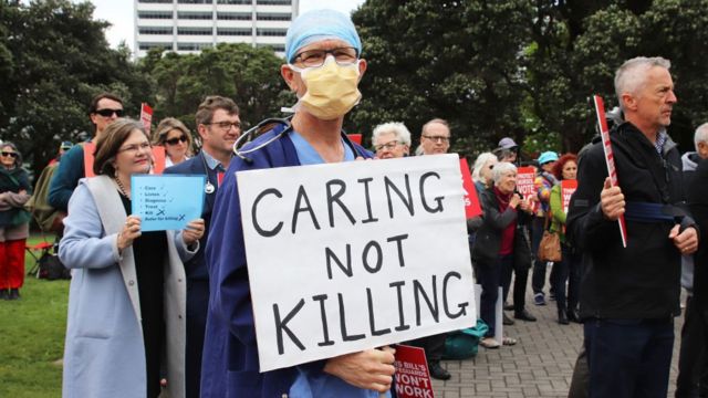 Protesta contra la eutanasia en Nueva Zelanda