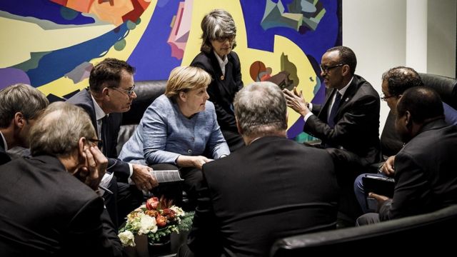 Ukwakira(10) 2018: Merkel yerekanye kandi gutega amatwi abategetsi b'ibihugu bya Africa, aha ni mu nama ya G20 i Berlin aganira na Perezida Paul Kagame