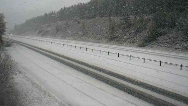 Snow on the A9 at the Slochd