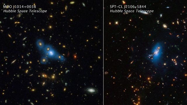 Luz intracumular en dos cúmulos de galaxias en imágenes captadas por el telescopio espacial Hubble