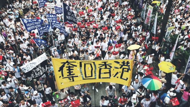 2019年6月，香港爆发反对修订《逃犯条例》抗议运动，持续半年之久。(photo:BBC)