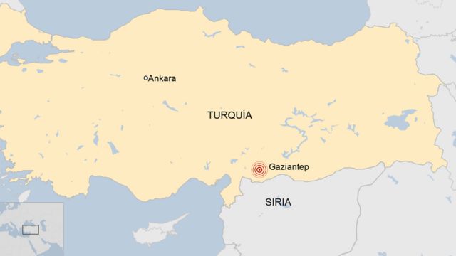 Mapa de Turquía y Siria para mostrar la zona del terremoto del 6 de febrero de 2023