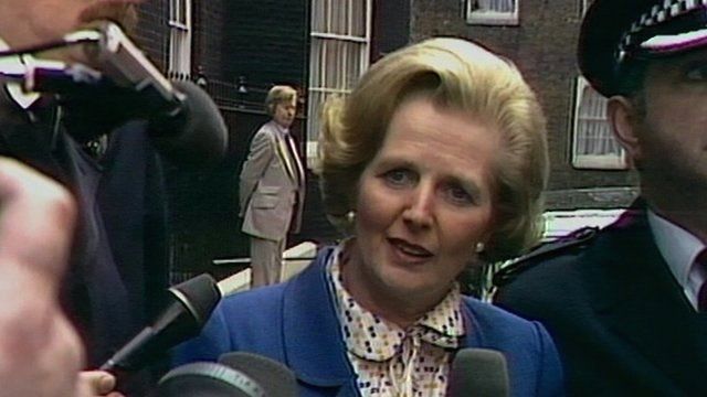Margaret Thatcher arriving at Downing Street
