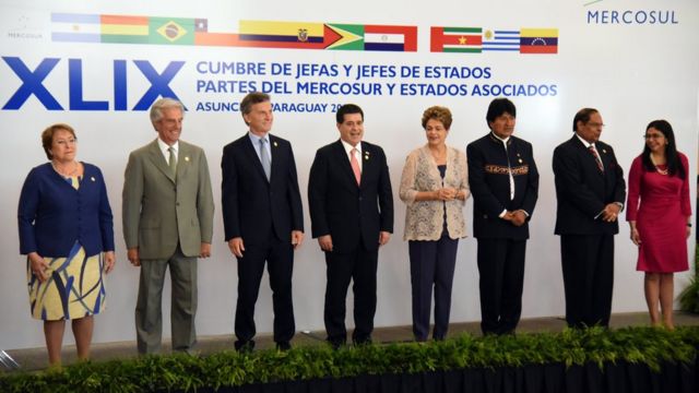Jefes de Estado en una reunión del Mercosur.