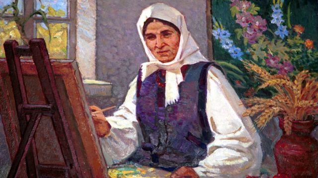 Катерина Білокур за роботою (прижиттєвий портрет)
