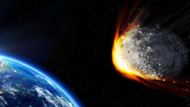 Recreación de un asteroide que se dirige a la Tierra