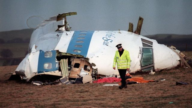 The Lockerbie bombing - part of the aircraft on the ground