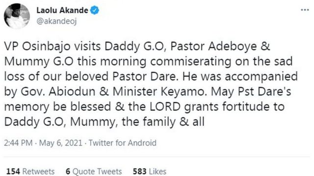 VP Osinbajo visit Pastor Adeboye