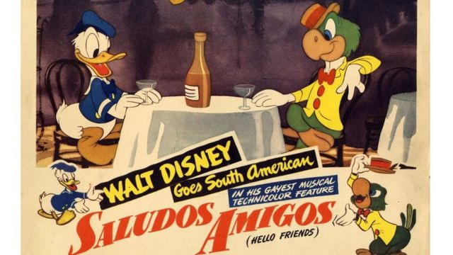 Cartaz de Alô, Amigos, um dos filmes produzidos por Walt Disney sob a Política de Boa Vizinhança do Presidente Roosevelt
