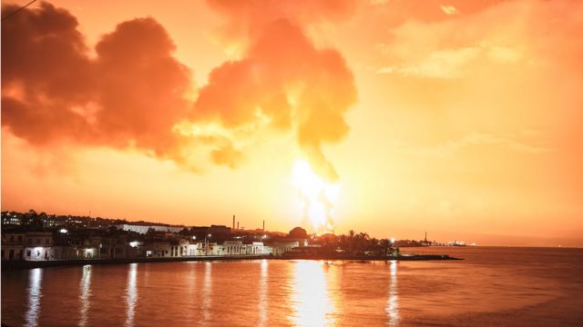 A screenshot of the moment the explosion was unleashed in Cuba