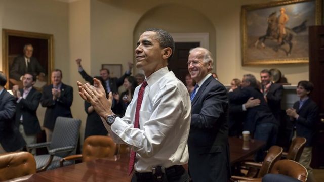 Obama, Vice President Joe Biden, and his administration staff were delighted with the House of Representatives that passed the 2010 Health Care Reform Act.