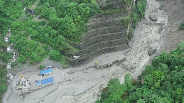 ड्रोनबाट लिइएको मेलम्ची आयोजना अन्तर्गतको हेडवर्क्स भएको स्थानको तस्बिर