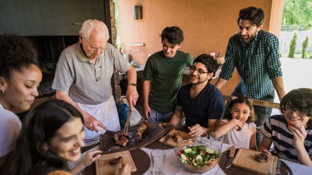 A family gathering for a barbecue