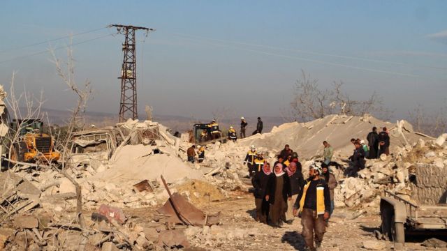 بمباران مناطق مسکونی در نزدیکی شهر ادلب