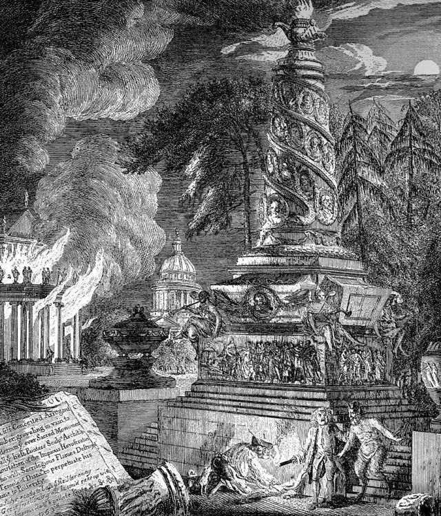 "La quema del templo de Éfeso", ilustración de George Paston [seudónimo de Emily Morse Symonds], 1753.