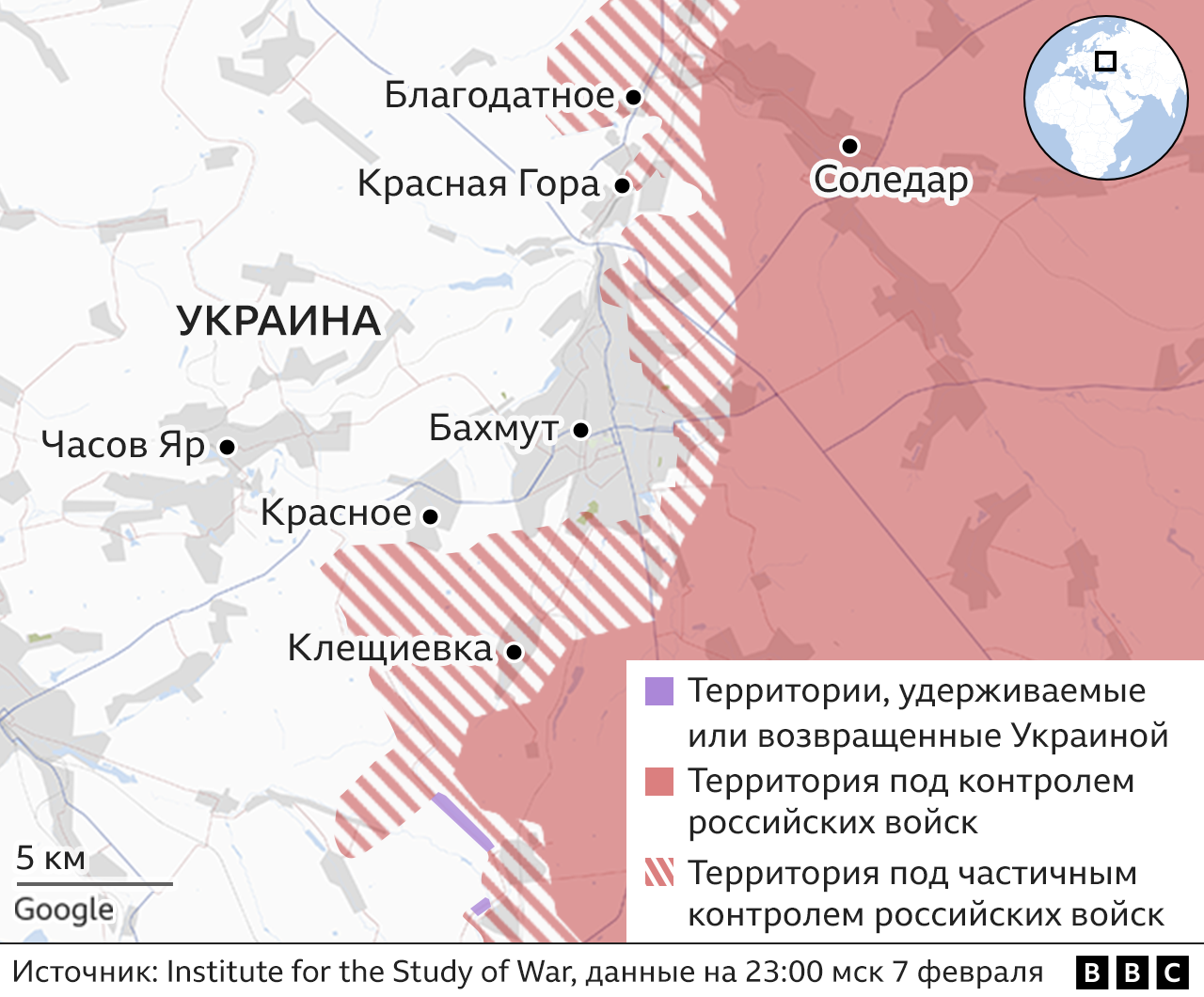 Карта бахмут украина
