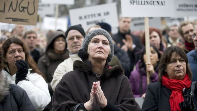 Protesta en Islandia.