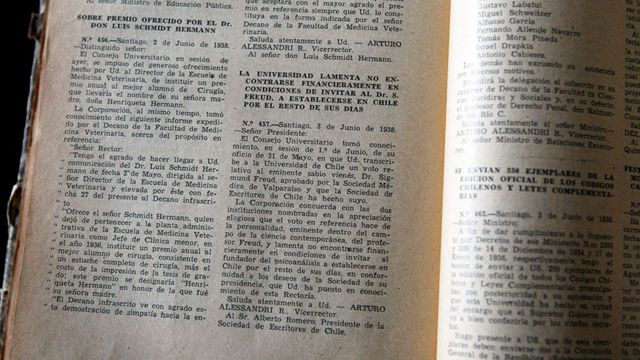 El documento de la Universidad de Chile, de 1938
