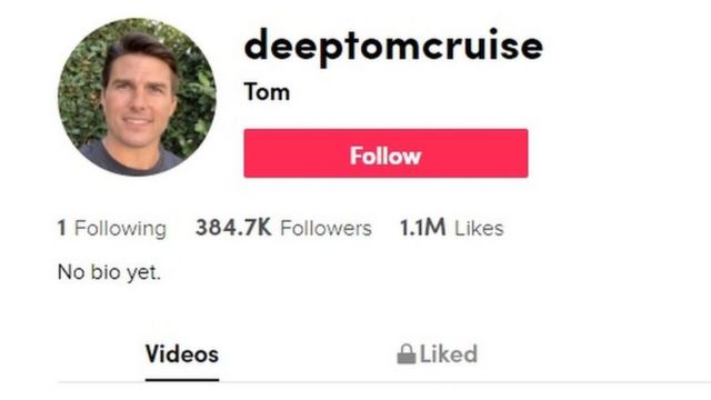 Perfil no TikTok que postou o deepfake de Tom Cruise