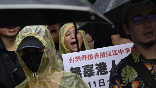 台湾示威者声援香港“反送中”抗议活动（资料照片）