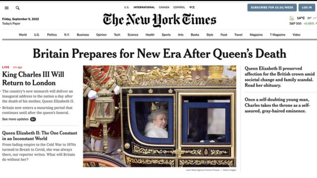 Front page of the New York Times