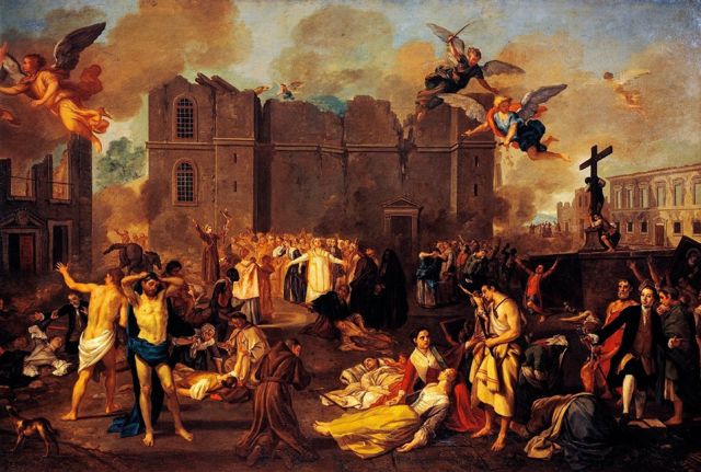 Terremoto en Lisboa, pintura de Joao Glama (1708-1792), 1755. Portugal, siglo XVIII.