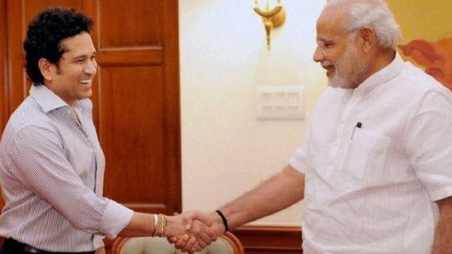 सचिन तेंदुलकर और नरेंद्र मोदी