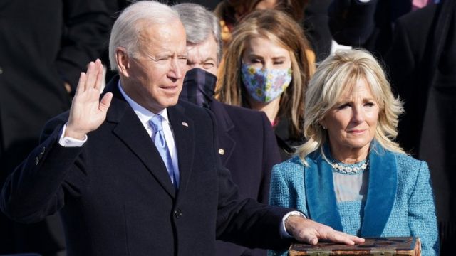 Joe Biden taking the oath