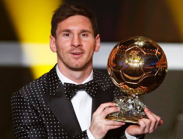 Messi with the 2012 Ballon d'Or.