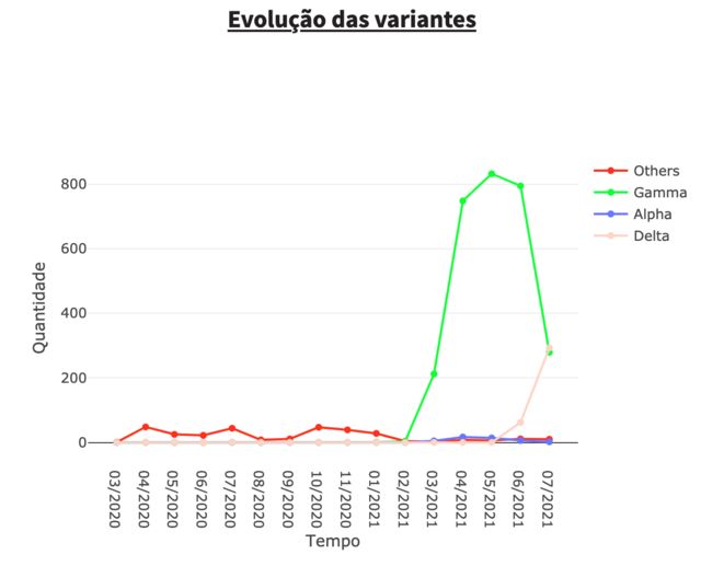 Graph showing the presence of variants in Rio de Janeiro