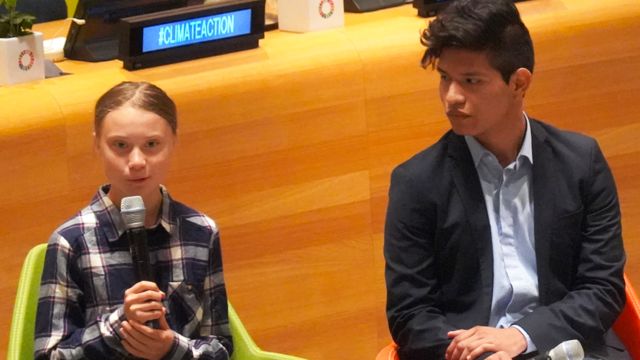 Greta Thunberg junto a Bruno Rodríguez