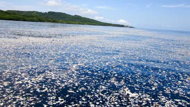La basura flotante llega hasta varias localidades de la costa norte de Honduras.