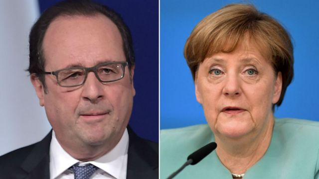 オランド仏大統領(写真左)とメルケル独首相