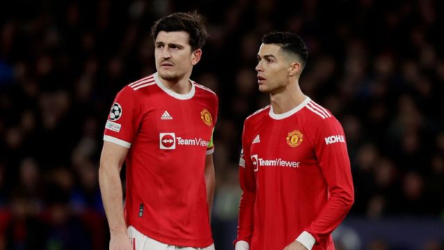 Harry Maguire (left) and Cristiano Ronaldo (right)