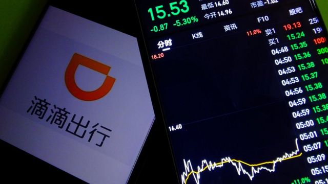 JULY 6, 2021 - A mobile phone shows the Didi Chuxing APP and its stock price, Yichang, Hubei Province, China, July 6, 2021.