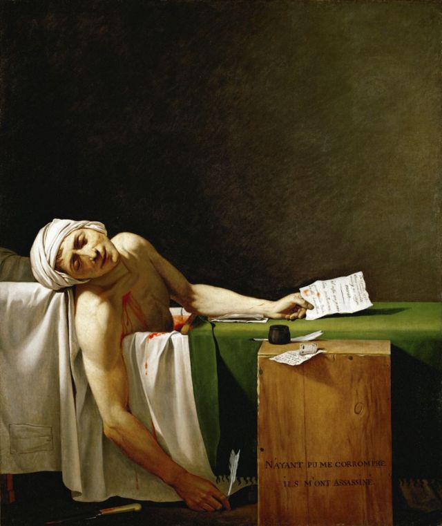"La muerte de Marat" del pintor Jacques-Louis David, una de las obras mas conocidas del periodo de la Revolucion francesa.