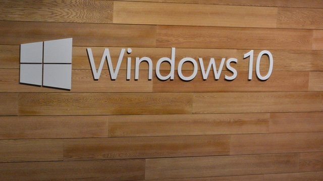 Windows 10 logo on a wall