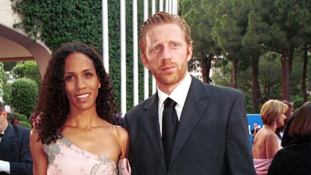 بوريس بيكر مع زوجته آنذاك باربرا في موناكو في عام 2000