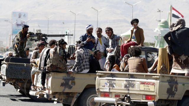 مقاتلون حوثيون في صنعاء، اليمن، 31 يناير/كانون الثاني 2022.