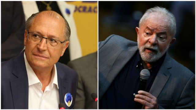 Colagem de fotos de Alckmin e Lula