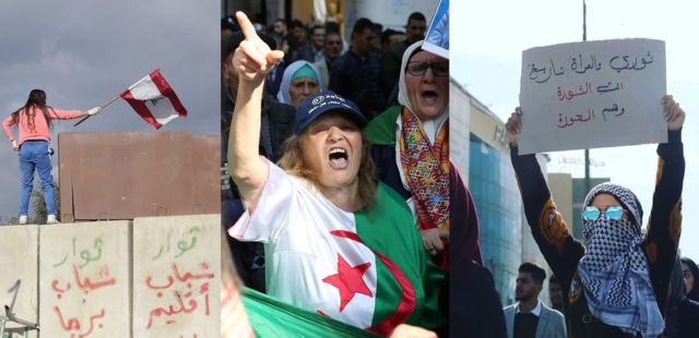 Women from various Arab countries during the protests against their governments